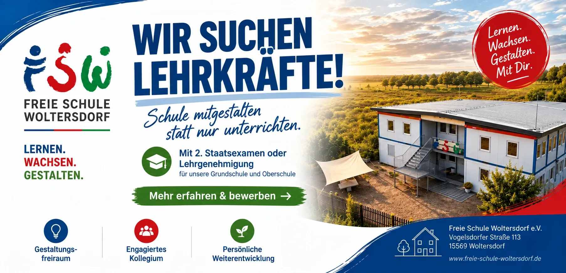 Wir suchen Lehrkräfte – Freie Schule Woltersdorf